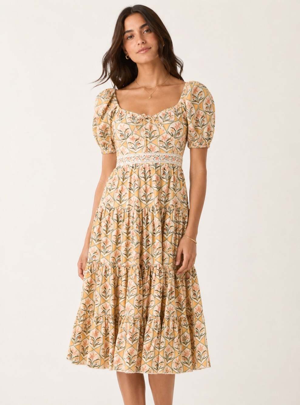 Agua by Agua Bendita Palmera Large Chan Chan Miel Midi Dress
